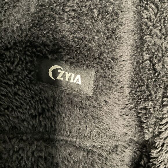 NWOT Zyia Womens Black Teddy 1/4 Zip Pocket Jacket Sweatshirt Sz Large - Picture 7 of 10